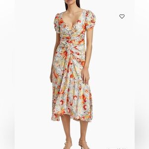 Cinq à Sept Ivory Multi Floral Midi Dress